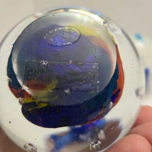 Handcrafted Glass Paperweight Set With Oceanic Scene Dolphins bubbles colorful - Picture 7 of 11